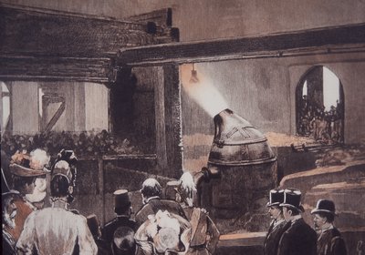 John Brown and Co ファウンドリーでベッセマー スティール プロセスを見学する訪問者 作： British School