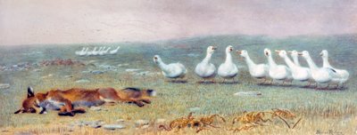 キツネとガチョウのゲーム、1868 作： Briton Riviere
