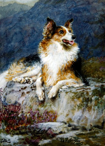 風景の中のコリー 作： Briton Riviere