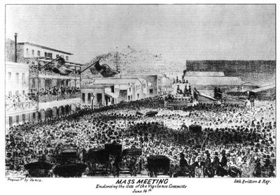 1856年1937年、カリフォルニア州サクラメントのフォートビジラント外での集会。 作： Britton and Rey