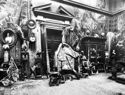 フィレンツェの画家、エドアルド・ゲッリのスタジオ（モノクロ写真 作： Brogi Brogi