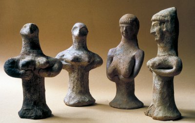 アシェラの置物、カナン人、紀元前999-600年（粘土） 作： Bronze Age