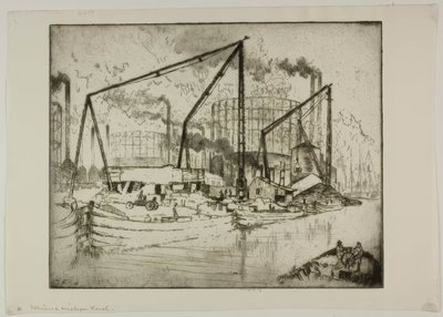 イリノイ・アンド・ミシガン運河 作： Bror Julius Olsson Nordfeldt