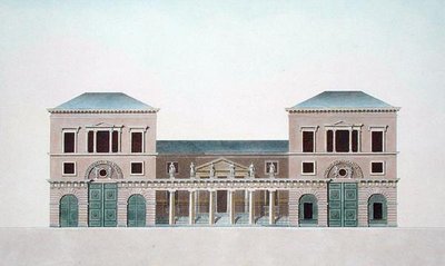 トゥルネーの絨毯工場、ピエール・ジャック・ゲッヘッビュール著「Choix des Monuments, Edifices et Maisons les plus remarquables du Royaume des Pays-Bas」より、著者が彫ったもの、1827年発行（アクアチント）。 作： Bruno (after) Renard