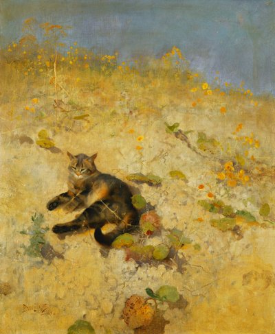 日光浴をしている猫 作： Bruno Andreas Liljefors