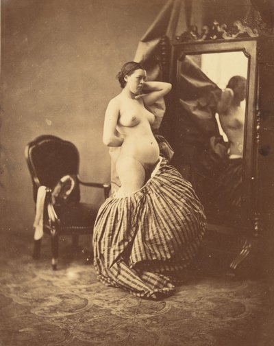 [鏡の前のヌード]、約。 1857年。 作： Bruno Braquehais