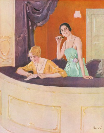 オペラ座の箱の中の2人の女性（カラーリトグラフ） 作： Brynolf Wennerberg