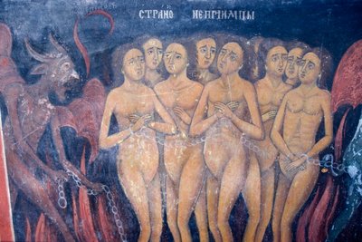 ブルガリア、リラ修道院、聖母降誕教会のフレスコ画 作： Bulgarian School