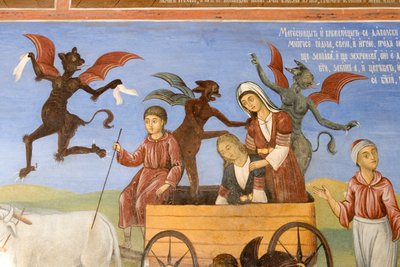 ブルガリア、リラ修道院、聖母降誕教会のフレスコ画 作： Bulgarian School
