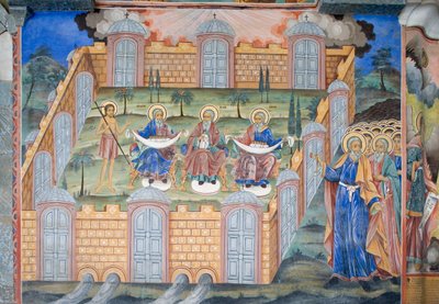 ブルガリア、リラ修道院、聖母降誕教会のフレスコ画 作： Bulgarian School