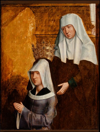 ギルメット・ド・ヴェルジーと彼女の守護聖人、おそらくハンガリーのエリザベート 作： Burgundian