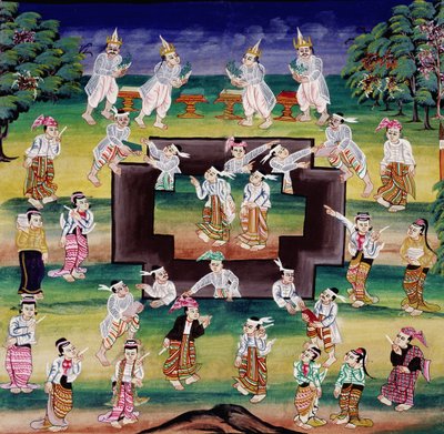 メリット作成シーン、原稿のページ 作： Burmese School