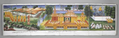 または。 13534、f.30 宮殿の情景、ブッダの生涯の情景（羊皮紙） 作： ビルマ語学校