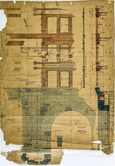 ルーカリービル、シカゴ、イリノイ州、立面図と断面図 作： Burnham and Root