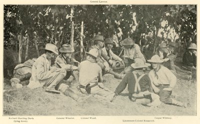 ラフライダーズバトル後の会議、1898年6月、スペイン-米戦争、1899年。 作： Burr McIntosh