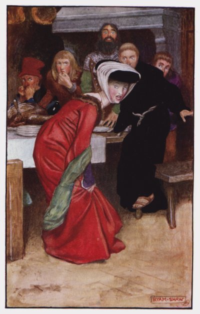 チャールズ・リード著「The Cloister and The Hearth」のイラスト（カラーリトグラフ 作： Byam (after) Shaw