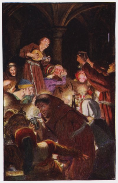 チャールズ・リード著「The Cloister and The Hearth」のイラスト（カラーリトグラフ 作： Byam (after) Shaw