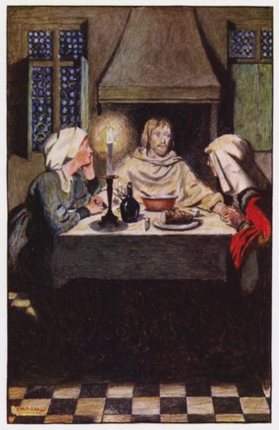 チャールズ・リード著「The Cloister and The Hearth」のイラスト（カラーリトグラフ 作： Byam (after) Shaw