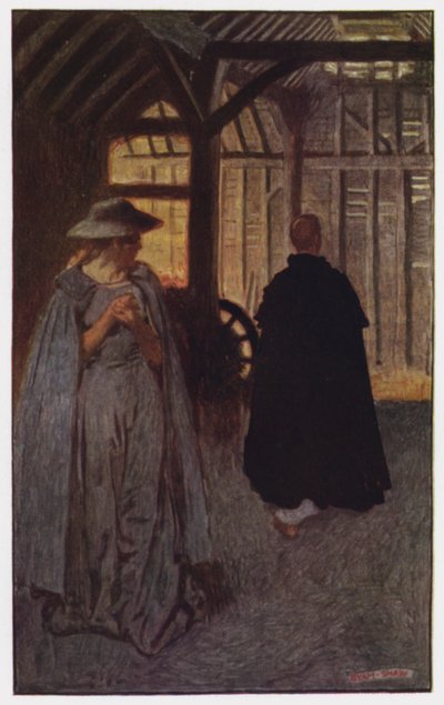 チャールズ・リード著「The Cloister and The Hearth」のイラスト（カラーリトグラフ 作： Byam (after) Shaw