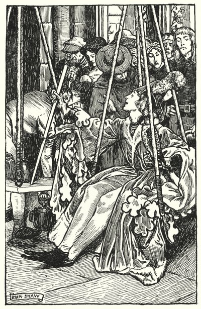 チャールズ・リードの「The Cloister and The Hearth」のイラスト（リトグラフ）。 作： Byam (after) Shaw