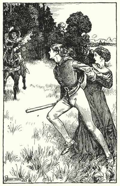 チャールズ・リードの「The Cloister and The Hearth」のイラスト（リトグラフ）。 作： Byam (after) Shaw