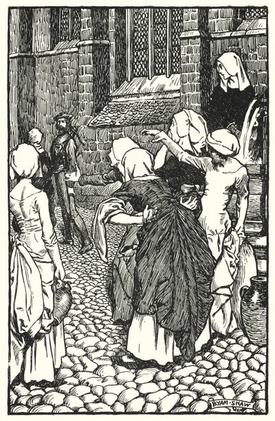 チャールズ・リードの「The Cloister and The Hearth」のイラスト（リトグラフ）。 作： Byam (after) Shaw