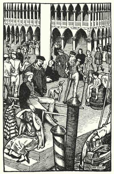 チャールズ・リードの「The Cloister and The Hearth」のイラスト（リトグラフ）。 作： Byam (after) Shaw