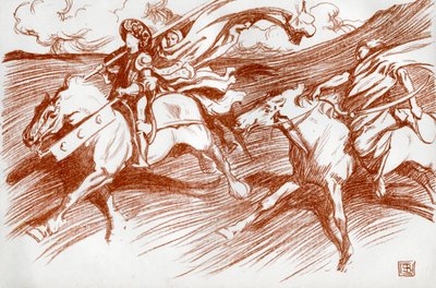 騎士とその仲間、1898年。 作： Byam Shaw