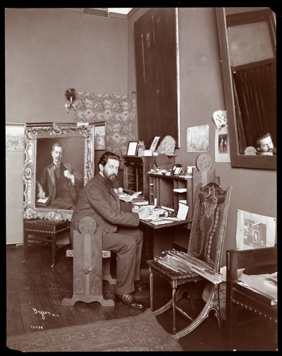 肖像画家リチャードホールの肖像、1903年（銀ゼラチンプリント） 作： Byron Company