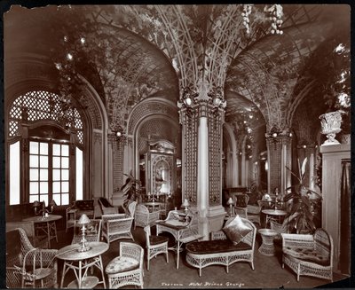 ホテルプリンスジョージの茶室、1907年（銀ゼラチンプリント） 作： Byron Company