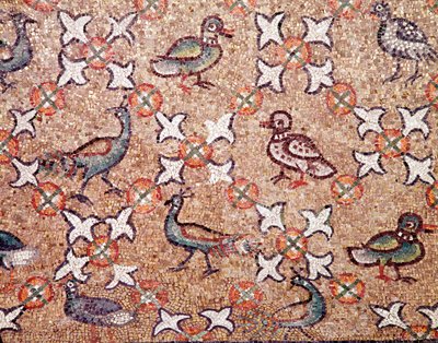 鳥（モザイク画の細部、5世紀） 作： Byzantine