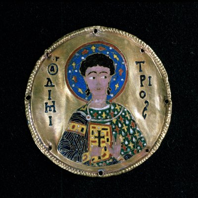 聖デミトリウスの胸像、エナメル、ビザンチウム 作： Byzantine