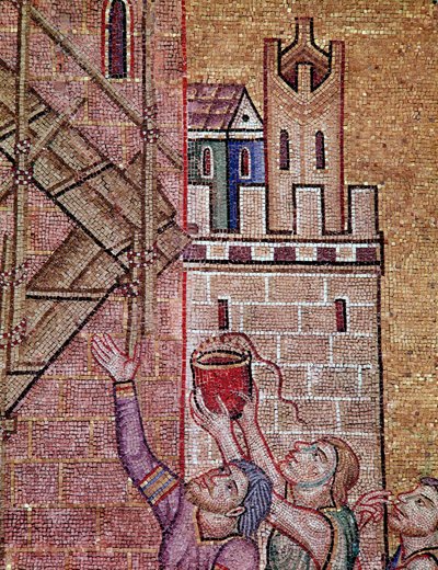 バベルの塔の建設（モザイク画 作： Byzantine