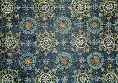 ヴォールトモザイクの花飾りの詳細 作： Byzantine