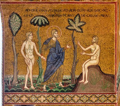神はアダムにイブを紹介します, ビザンチンモザイク, XII-XIII秒, カウンターファサード (モザイク) 作： Byzantine