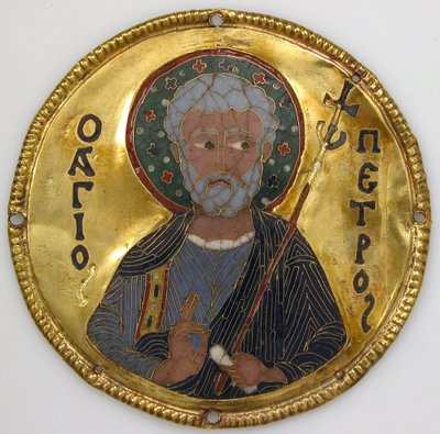 イコン額の聖ペテロのメダイヨン 1100年頃（金・銀・エナメル七宝 作： Byzantine