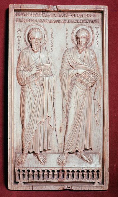 聖ペテロと聖パウロ（象牙の2枚組エレメント 作： Byzantine
