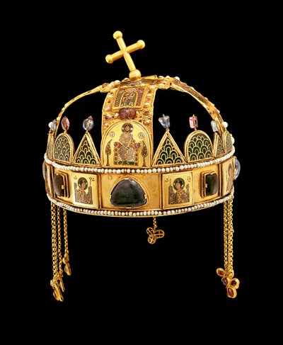 ハンガリーの聖なる冠、11〜12世紀（エナメルのある金、真珠と半貴石） 作： Byzantine