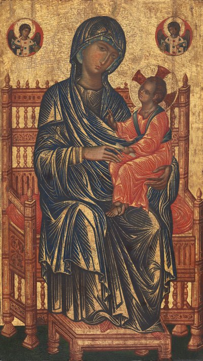 即位したマドンナとチャイルド 作： Byzantine 13th Century