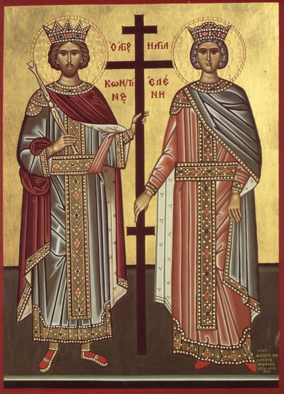 コンスタンチノープル皇帝コンスタンティヌスと母后ヘレナ（版画） 作： Byzantine Byzantine