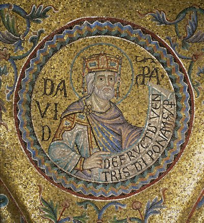 13世紀のサンマルコ寺院の内部モザイクのダビデ王詳細 作： Byzantine Byzantine