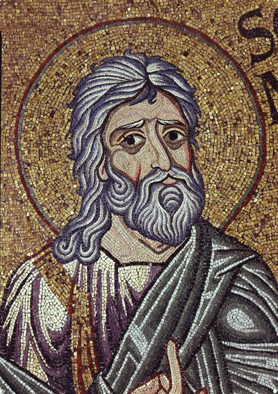 12世紀のサンマルコ寺院の内部モザイクの預言者ゼファニアの詳細 作： Byzantine Byzantine