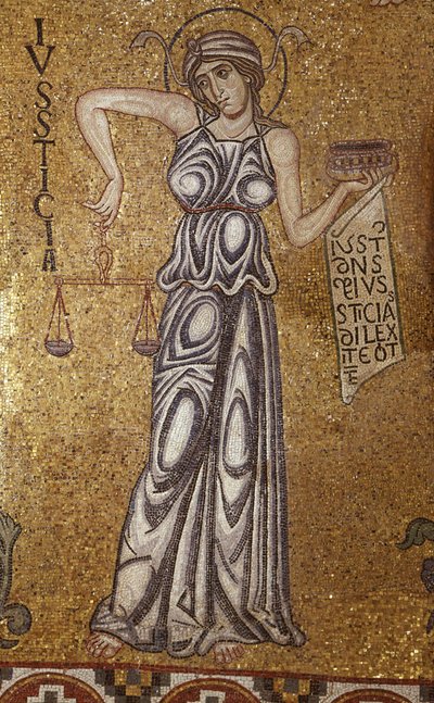 サンマルコ寺院の内部モザイクの正義の詳細、12世紀 作： Byzantine Byzantine