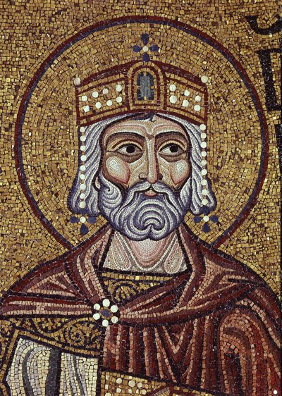 12世紀のサンマルコ寺院の内部モザイクのダビデ王詳細 作： Byzantine Byzantine