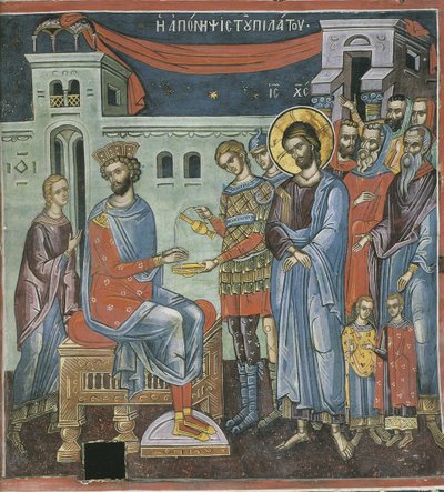 手を洗うピラト、16世紀 作： Byzantine Byzantine