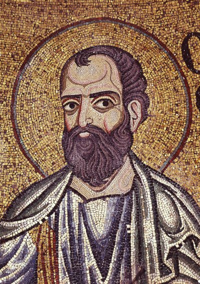 12世紀のサンマルコ寺院の内部モザイクの預言者マラキの詳細 作： Byzantine Byzantine