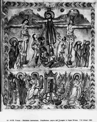 はりつけと復活、ラーブラ福音書、586年 作： Byzantine School