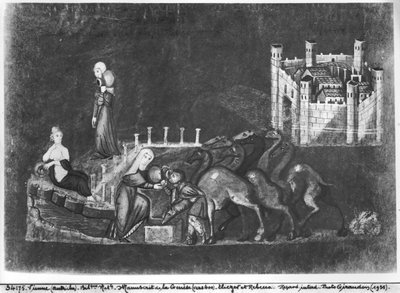ウィーンジェネシスのGr 31 fol.7r Rebecca and Eliezer at the well 作： Byzantine School