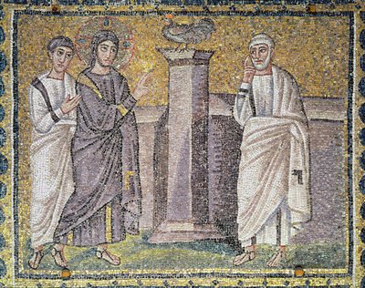 イエスはペテロの否定、キリストの生涯からの場面を予測する（モザイク） 作： Byzantine School