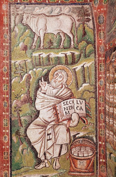 福音書記者ルカ（モザイクの詳細、6世紀 作： Byzantine School